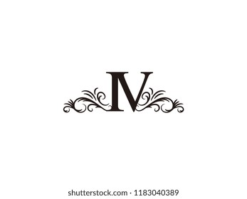 Vintage initial letter logo IV couple wedding name
