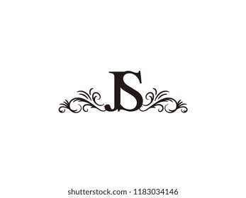 Vintage initial letter logo JS couple wedding name