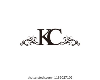 Vintage initial letter logo KC couple wedding name