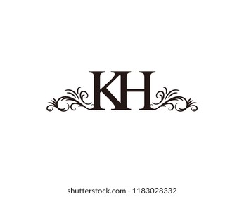 Vintage initial letter logo KH couple wedding name