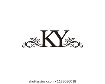 Vintage initial letter logo KY couple wedding name