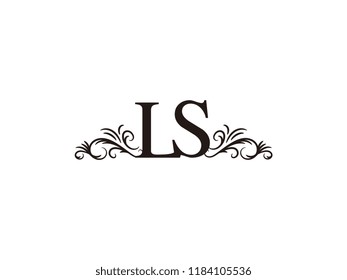 Vintage initial letter logo LS couple wedding name