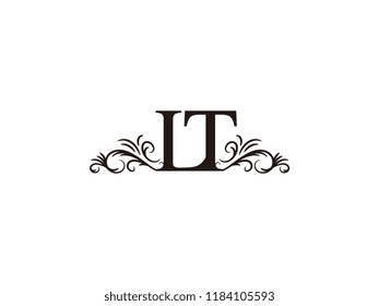 Vintage initial letter logo LT couple wedding name