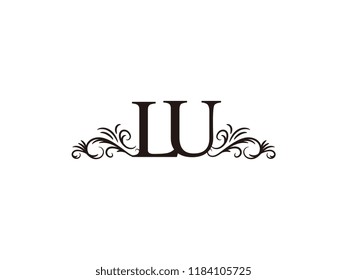 Vintage initial letter logo LU couple wedding name