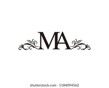 Vintage initial letter logo MA couple wedding name