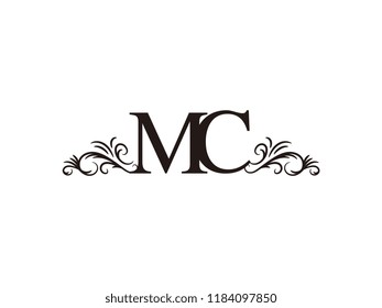 Vintage initial letter logo MC couple wedding name