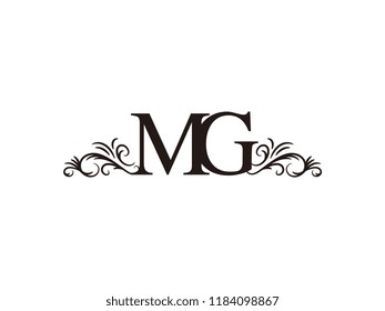 Vintage initial letter logo MG couple wedding name