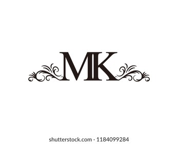 Vintage initial letter logo MK couple wedding name