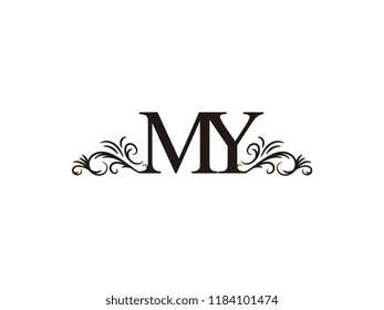 Vintage initial letter logo MY couple wedding name