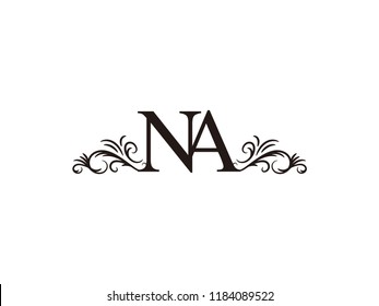 Vintage initial letter logo NA couple wedding name