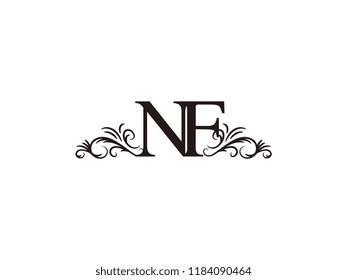 Vintage initial letter logo NF couple wedding name