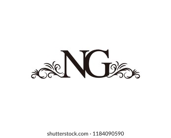 Vintage initial letter logo NG couple wedding name