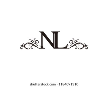 Vintage initial letter logo NL couple wedding name