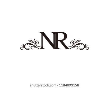 Vintage initial letter logo NR couple wedding name