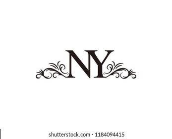 Vintage initial letter logo NY couple wedding name