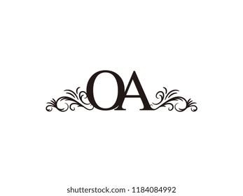 Vintage initial letter logo OA couple wedding name