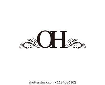 Vintage initial letter logo OH couple wedding name