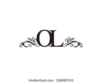 Vintage initial letter logo OL couple wedding name