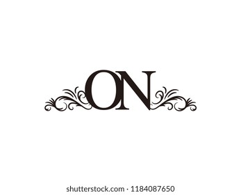 Vintage initial letter logo ON couple wedding name