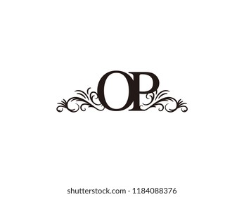 Vintage initial letter logo OP couple wedding name