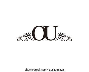 Vintage initial letter logo OU couple wedding name