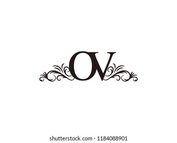 Vintage initial letter logo OV couple wedding name