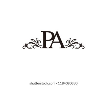 Vintage initial letter logo PA couple wedding name