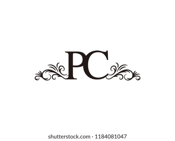 Vintage initial letter logo PC couple wedding name