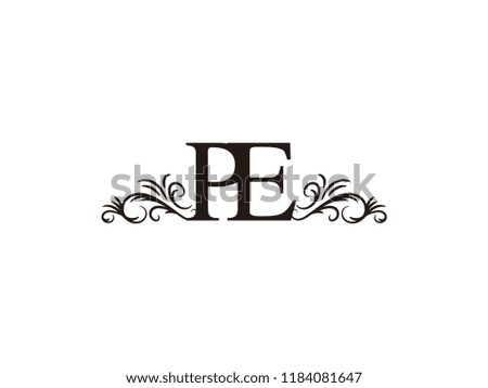Vintage initial letter logo PE couple wedding name