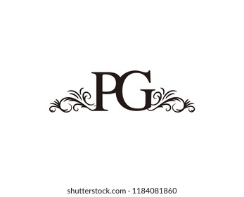 Vintage initial letter logo PG couple wedding name