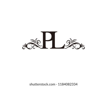 Vintage initial letter logo PL couple wedding name