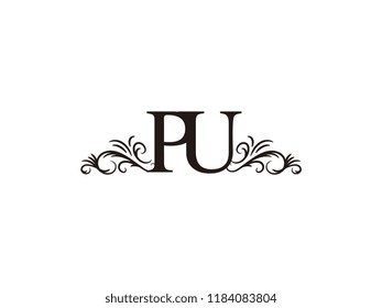 Vintage initial letter logo PU couple wedding name