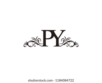 Vintage initial letter logo PY couple wedding name