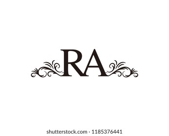 Vintage initial letter logo RA couple wedding name