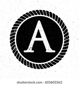 vintage initial letter a logo with rope circle