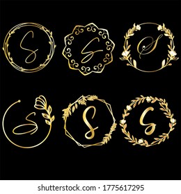 Vintage initial letter logo S couple wedding name