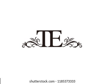 Vintage initial letter logo TE couple wedding name