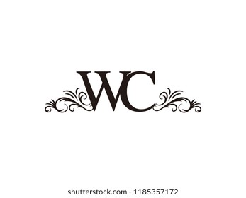 Vintage initial letter logo WC couple wedding name