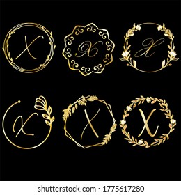 Vintage initial letter logo X couple wedding name