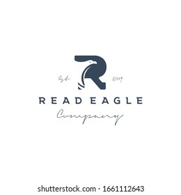 Vintage initial letter R with Eagle logo design