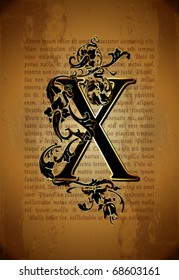 Vintage initial letter x