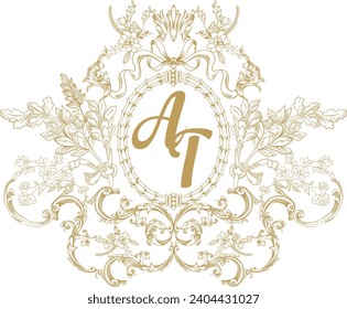 Vintage Initial logo Design for wedding Invitation, Logo Design