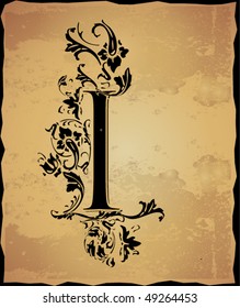 Vintage initials letter i
