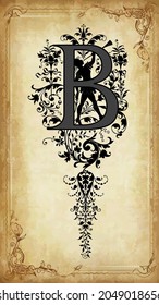 Vintage initials letter B Renaissance