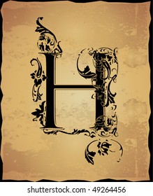 Vintage initials letter h