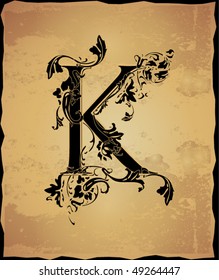 Vintage initials letter k