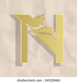 Vintage initials letter n
