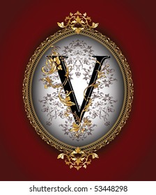 Vintage initials letter v