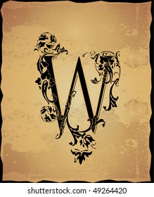 Vintage initials letter w