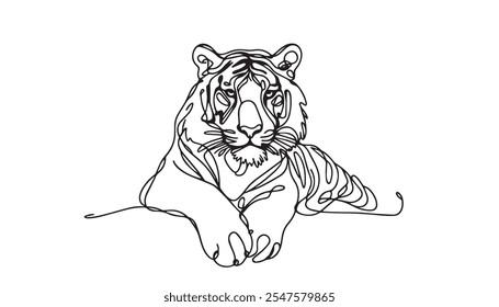 Vintage ink sketch tiger vector line art black hand drawn, tiger illustration background